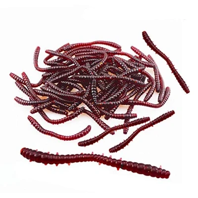 Afbeelding van Senven Biomimetic Kunstregenworm, zachte siliconen regenworm, aas, worm, visaas, simulatie, rode wormen, kunststof, groen, milieu, sterk verleidelijk nep roodworm, medium, 100 stuks
