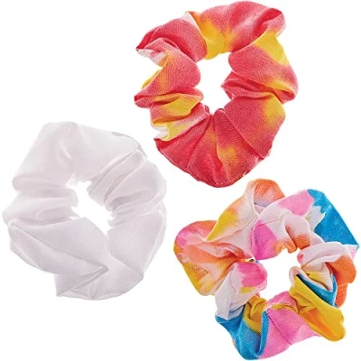 Afbeelding van Baker Ross FX650 DIY Scrunchies Set van 8, Witte Haarbandjes voor Personaliseren en Versieren
