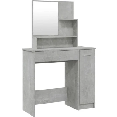 Afbeelding van Make up tafel Met Spiegel 86,5X35X136 Cm Sonoma Eikenkleurig Betongrijs