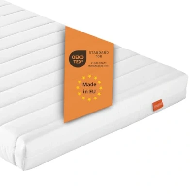 Afbeelding van sleepling Basic 30 Matras, rolmatras, gastenmatras, comfortschuimmatras, gemaakt in de EU, overtrek wasbaar, Ökotex 100, hardheidsgraad 2, 90 x 200 13 cm, wit