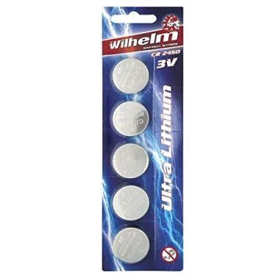 Afbeelding van 5 x CR2450 WILHELM Lithium knoopcel 3V 600mAh ø24,5x5,0mm batterij DL 2450