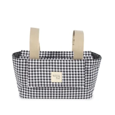 Afbeelding van Walking Mum. I Love Vichy luiertas voor kinderwagen, korte handgrepen bevestiging aan zwart, 31 x 17 12 cm