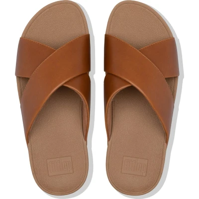 Afbeelding van FitFlop Lulu Cross Slide Sandals Leather Vrouwen Light Tan