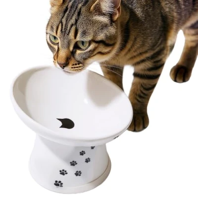 Afbeelding van Necoichi Kantelbare stressvrije verhoogde kattenvoerbak, wit
