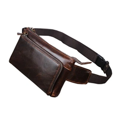 Afbeelding van leder heuptasje beenzak Outdoor Fanny Taille Tas voor Mannen Vrouwen Reizen Wandelen Running Heup Bum Riem Slim Pack portemonnee Mobiele Telefoon Pouch