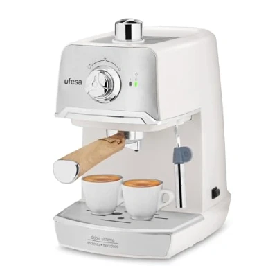 Afbeelding van Ufesa CE7238 Cream Koffiemachine, 850W, Instelbare Melkschuim systeem, 20 bars, 2 Koffiespecialiteiten: gemalen koffie of pads, Inhoud 1.2l, Kopverwarmer