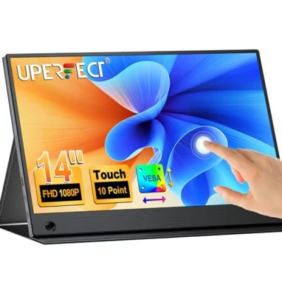 Afbeelding van UPERFECT Draagbare Monitor Touchscreen, 14 Inch 1080P FHD Monitor, Mini VESA Monteerbaar, met USB C HDMI Externe voor Laptop/PC/Phone/PS4/PS5/Zakelijk/Werk/Gaming