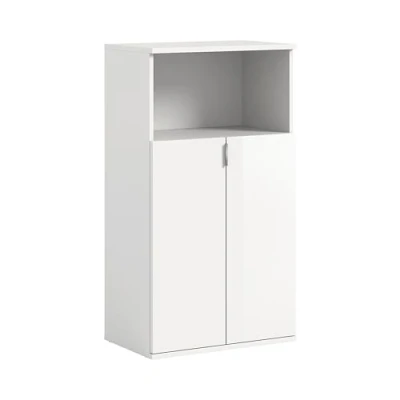 Afbeelding van ProjektX schoenenkast 2 deuren 1 vak wit hoogglans.
