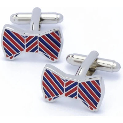 Afbeelding van Manchetknopen Strikje Bowtie Rood met Blauw