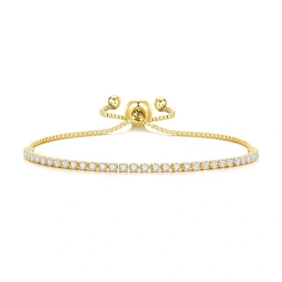 Afbeelding van Philip Jones Vergulde 2mm verstelbare tennisarmband gemaakt met Zirkondia® kristallen, Adjustable, Kristal, Kristal