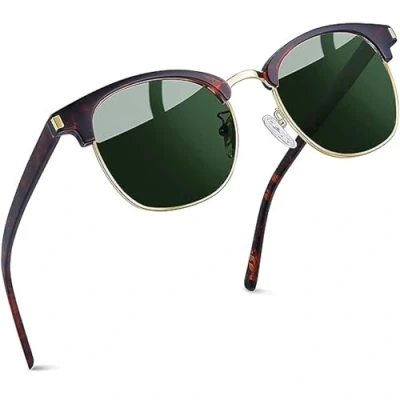 Afbeelding van Joopin Zonnebril Heren Dames Gepolariseerd Lens UV400 Bescherming Vintage Half Frame Rechthoekige Mannen Vrouwen (Luipaard Turkoois)