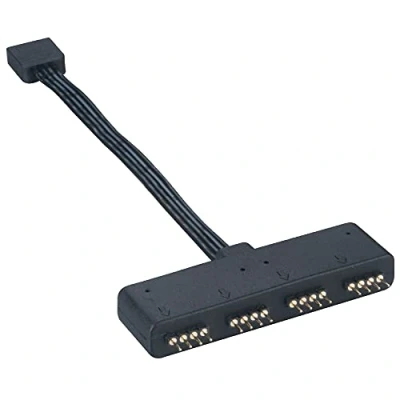Afbeelding van Akasa RGB LED Splitter Cable 1 to 4 Fan Hub Pin Female Male Connector for Connecting Strips, &amp; lighting devices 10cm AK CBLD02 10BK