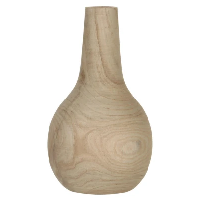 Afbeelding van Pia Vaas H28 x Ø16 cm Paulownia Hout Lichtbruin