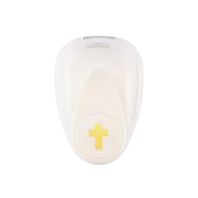 Afbeelding van Vaessen Creative Mini figuurponsmachine kruis, kleine motiefperforator van metaal en plastic, uitgestanst motief 5 x 3.4 3.8 cm, om te knutselen met papier