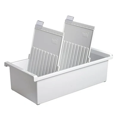 Afbeelding van HAN Indextrog DIN A5 portretformaat, modern design voor 1.300 kaarten, inclusief 2 steunplaten met kijkvensters, 955 0 1 11, lichtgrijs