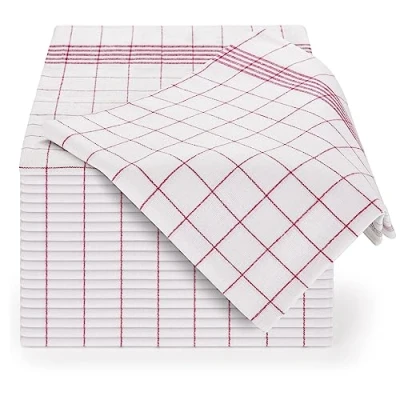Afbeelding van Blumtal Premium Theedoekenset Keukendoeken Geruit 50 x 70cm Rood Set van 20