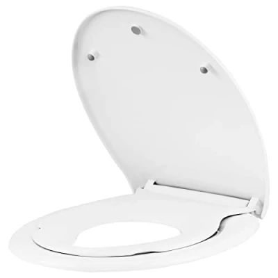 Afbeelding van WOLTU Toiletdeksel met kinderzitje, wc bril softclosemechanisme, toiletbril voor gezin, deksel snelsluiting, montage van boven of onder, O vorm, wit, WS2943