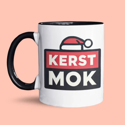 Afbeelding van NietMokken.nl Grappige Kerst Mok Kerstmok 325 ml Met Tekst &quot;KERST MOK&quot; en Kerstmuts Beker/Tas voor Koffie Thee Leuk als Cadeau Koffieliefhebbers Zwarte variant Kerstcadeau Idee 11 oz