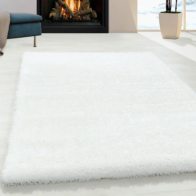 Afbeelding van Hoogpolig Vloerkleed Shine Shaggy Wit 200x290cm 123vloerkleed.nl is de online webshop voor vloerkleden en woonaccessoires.