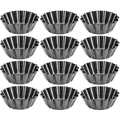 Afbeelding van 12 stuks eiercakevorm, cupcake, muffinvorm, mini taartvorm, taartvormen, doe het zelf antiaanbaklaag, bakvorm voor pudding, cake, muffin
