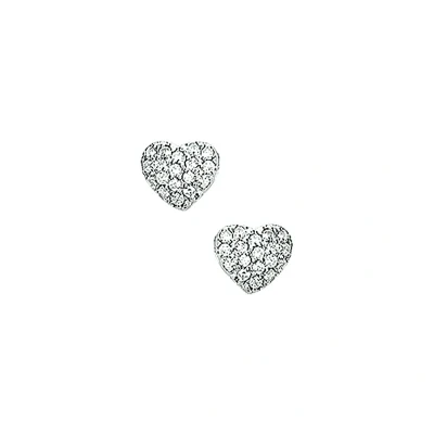 Afbeelding van Oorknoppen Hart Zirkonia Zilver Gerhodineerd Glanzend 6 mm x 7
