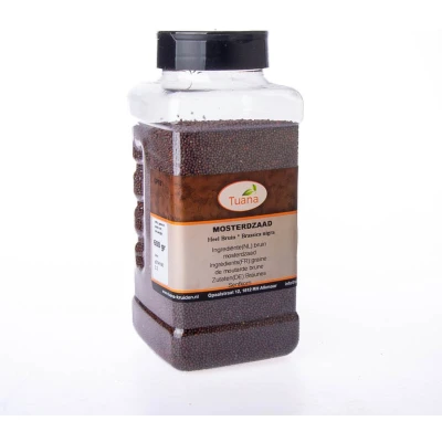 Afbeelding van Tuana Kruiden Mosterdzaad Bruin Strooibus 600 Gram Zonder Zout GP0182
