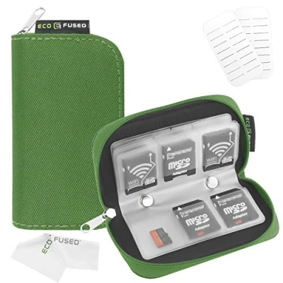 Afbeelding van Eco Fused Geheugenkaartkoffer Geschikt voor maximaal 22x SD, SDHC, Micro Mini SD en 4X CF Houder met 22 sleuven (Groen)