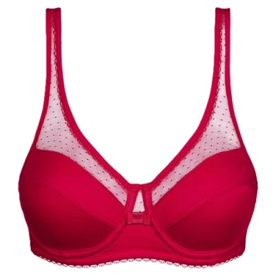 Afbeelding van DIM Damesbeha met beugels, royaal biologisch katoen, 1 stuk, Cherry rood, 80B