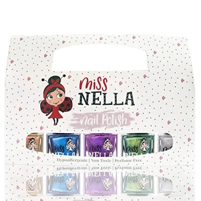 Afbeelding van Miss Nella Ruimteverzameling metallic nagellak, 5 delige set: zilver, paars, goud en blauw, afneembare nagellak voor kinderen, peel off formule, op waterbasis geurneutraal