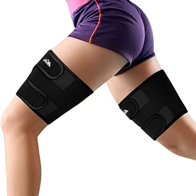 Afbeelding van supregear Dij Wraps Ondersteuning, 2 Pack Ademende Dijbeen Compressie Koker Verstelbare Neopreen Hamstring Quad Wrap Non Slip Bovenbeen Brace Vrouwen Mannen Been Slanker voor Getrokken Liesspier