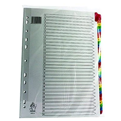 Afbeelding van Rexel Mylar 1 31 register A4 versterkt wit