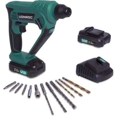 Afbeelding van VONROC Accu boorhamer 20V 2.0Ah Incl. 2 accu&quot;;s en snellader