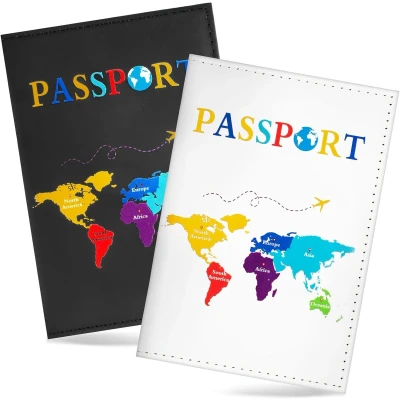 Afbeelding van Lot de 2 étuis à passeport voyage, housse protection pour passeport, sac porte universel, cadeau hommes et femmes ranger carte crédit, d&#039;embarquement