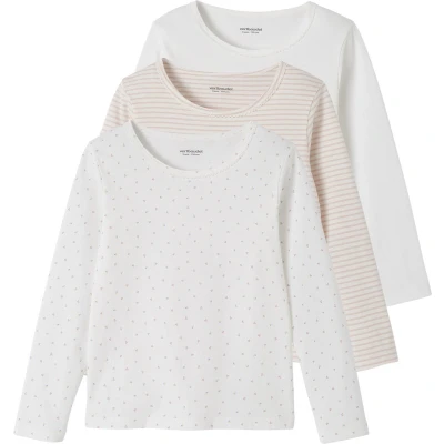 Afbeelding van Vertbaudet Set van 3 shirts voor meisjes met lange mouwen BASICS