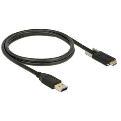 Afbeelding van USB A naar C kabel connector met 2 schroeven USB3.1 Gen tot 3A / zwart 1 meter