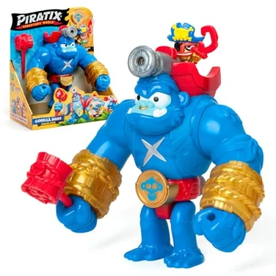 Afbeelding van PIRATIX Smash Jack beweegbare gorilla, die verticaal slaat en met een trigger, bevat 1 exclusieve piratix, schat projectiel