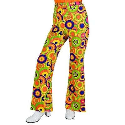Afbeelding van Widmann Hippie Kostuum Love The 70s Longplay Circles Broek Vrouw Groen, Oranje Large / XL Carnavalskleding Verkleedkleding