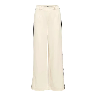 Afbeelding van OBJECT wide leg regular waist pantalon zand/ zwart