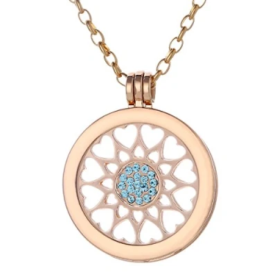 Afbeelding van Morella damesketting goud 70 cm roestvrij staal met amulet en coin 33 mm hartornament in sieradenzakje