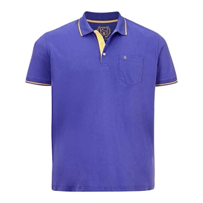 Afbeelding van Charles Colby loose fit polo EARL FEN Plus Size met contrastbies paars