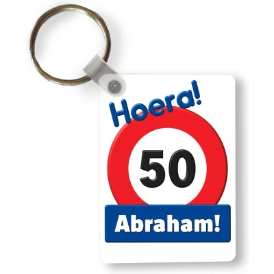 Afbeelding van Sleutelhanger Abraham Verjaardag 50 Jaar versiering Uitdeelcadeautjes Plastic