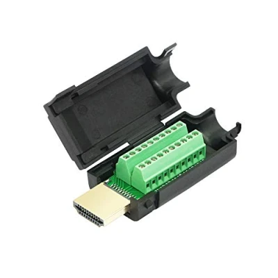 Afbeelding van CERRXIAN HDMI Schroef Terminal Block Adapter, Vergulde Male naar Solderless Breakout Board Connector Signaal Module met Case