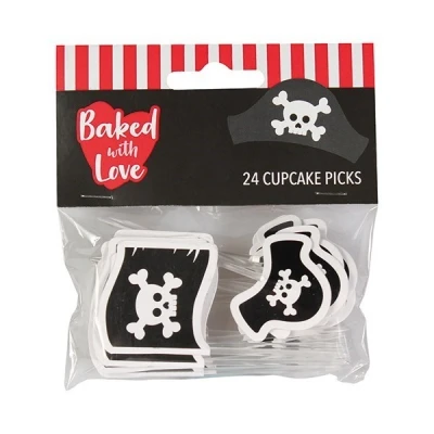 Afbeelding van Culpitt Taartdecoratie Prikkers Piraat 80mm 24st.