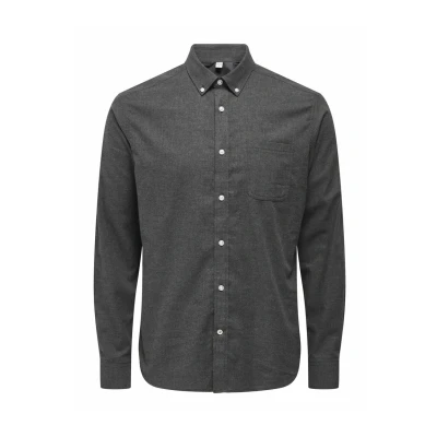 Afbeelding van Only &amp; Sons Normal Geschnitten Kragen Overhemd, Heren, Maat: XS, Black