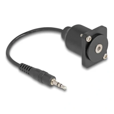 Afbeelding van Delock D Typ Kabel 3,5 mm 3 Pin Klinkenstecker zu Buchse schwarz 20 cm