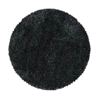 Afbeelding van Rond hoogpolig vloerkleed Fuzzy Antraciet Ø 200cm Adana Carpets