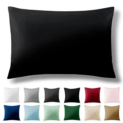 Afbeelding van Alreya Renforcé kussensloop 50 x 75 cm 100% katoen met YKK ritssluiting, superzachte kussensloop, kussenhoes, Oeko Tex® standaard gecertificeerd, Zwart, alleen