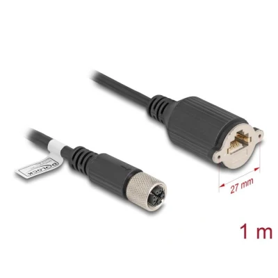 Afbeelding van Delock M12 Kabel X kodiert 8 Pin Buchse zu RJ45 zum Einbau Cat.