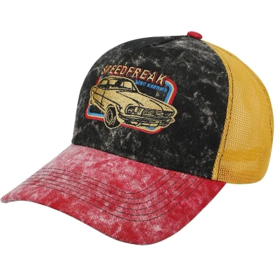 Afbeelding van King Kerosin Speedfreak Vintage Trucker Cap zwart rood Katoen Rock wear, Rockabilly