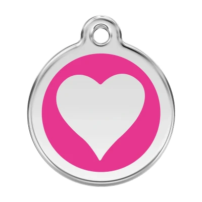 Afbeelding van Heart Hot Pink roestvrijstalen hondenpenning large/groot dia. 3,8 cm RedDingo